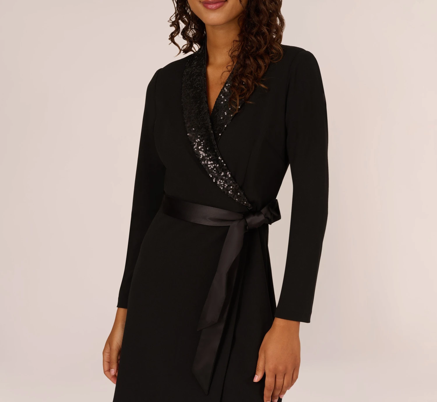 Adrianna Papell Sequin Collar Tuxedo Dress In Black 3 Adrianna Papell Sequin Collar Tuxedo Dress In Black - Image 3