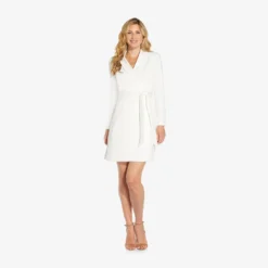 Adrianna Papell Sequin Collar Tuxedo Dress In Ivory 9 Adrianna Papell Sequin Collar Tuxedo Dress In Ivory -Glam Mirth Sales AP1D104563 AA194 Regular Side