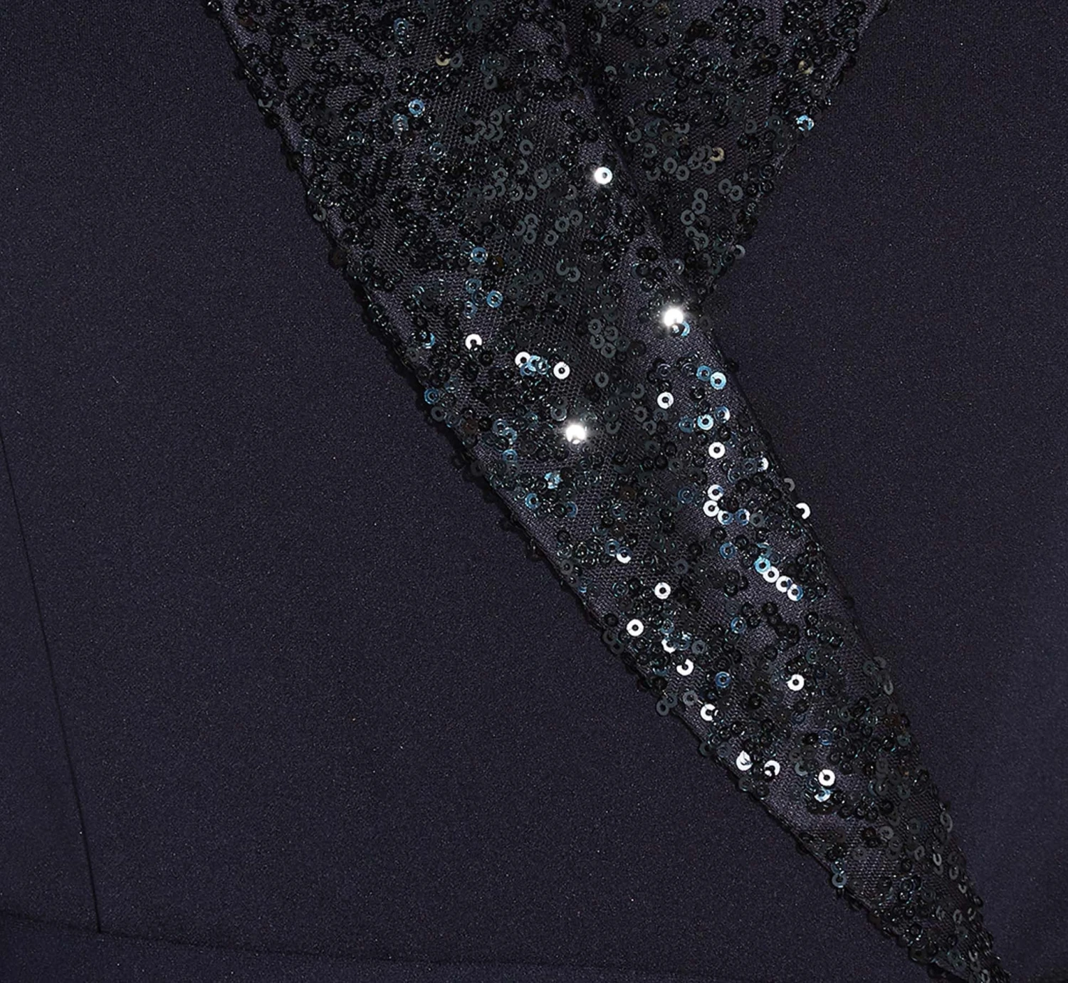 Adrianna Papell Sequin Collar Tuxedo Dress In Midnight 6 Adrianna Papell Sequin Collar Tuxedo Dress In Midnight - Image 6