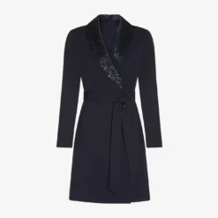 Adrianna Papell Sequin Collar Tuxedo Dress In Midnight 10 Adrianna Papell Sequin Collar Tuxedo Dress In Midnight -Glam Mirth Sales AP1D104563 AB411 Regular Flat