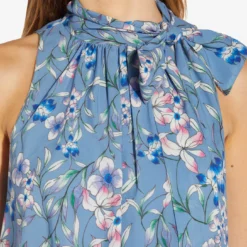 Adrianna Papell Floral-Print Tie-Neck Midi-Length Chiffon Halter Dress In Blue Multi -Glam Mirth Sales AP1D104621 AA461 Regular Detail 826bc67b d8c9 40d2 b1b7 8e1cc9fbf2eb