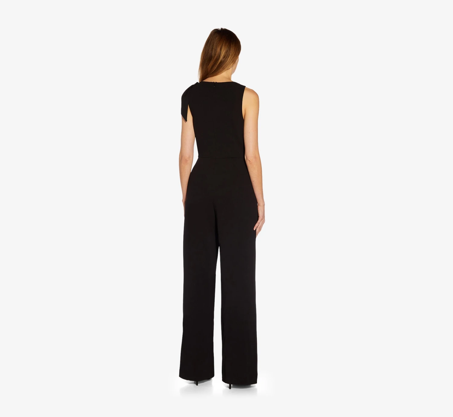 Adrianna Papell Wide-Leg Crepe Jumpsuit With Self-Bows In Black 2 Adrianna Papell Wide-Leg Crepe Jumpsuit With Self-Bows In Black - Image 2