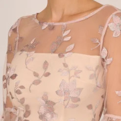 Adrianna Papell Floral Embroidered Sheath Dress With Scalloped Detail In Champagne Multi 10 Adrianna Papell Floral Embroidered Sheath Dress With Scalloped Detail In Champagne Multi -Glam Mirth Sales AP1D104637 AK920 Regular Lifestyle