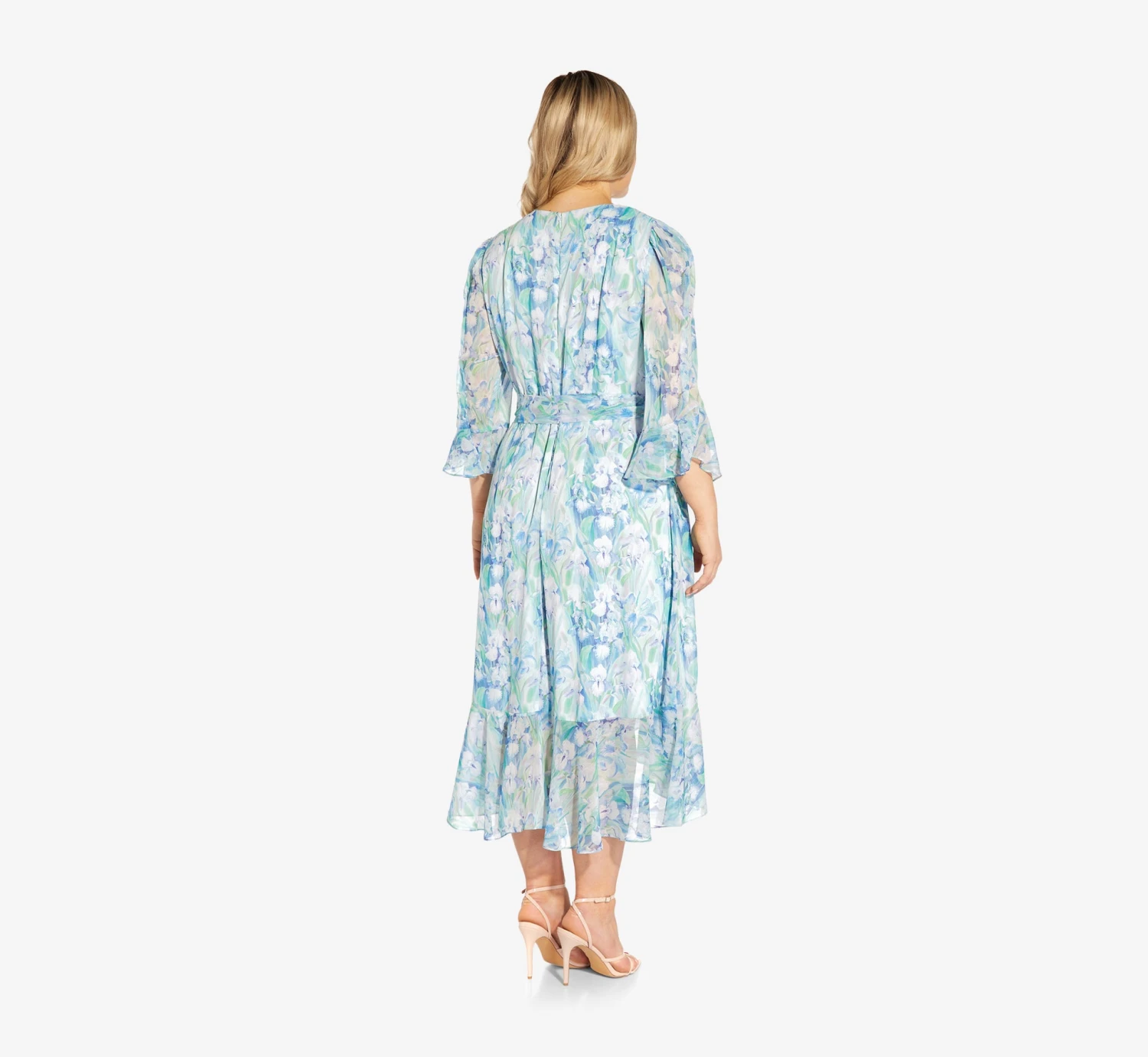 Adrianna Papell Plus Size Floral-Printed Chiffon Short Dress In Blue Multi 2 Adrianna Papell Plus Size Floral-Printed Chiffon Short Dress In Blue Multi - Image 2