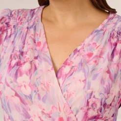 Adrianna Papell Plus Size Floral-Printed Chiffon Short Dress In Pink Multi 8 Adrianna Papell Plus Size Floral-Printed Chiffon Short Dress In Pink Multi -Glam Mirth Sales AP1D104650 AE970 Plus Detail