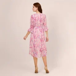 Adrianna Papell Floral-Printed Chiffon Short Dress In Pink Multi 10 Adrianna Papell Floral-Printed Chiffon Short Dress In Pink Multi -Glam Mirth Sales AP1D104650 AE970 Regular Back
