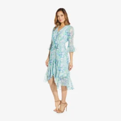 Adrianna Papell Floral-Printed Chiffon Short Dress In Blue Multi 11 Adrianna Papell Floral-Printed Chiffon Short Dress In Blue Multi -Glam Mirth Sales AP1D104650 AA461 Regular Alternate