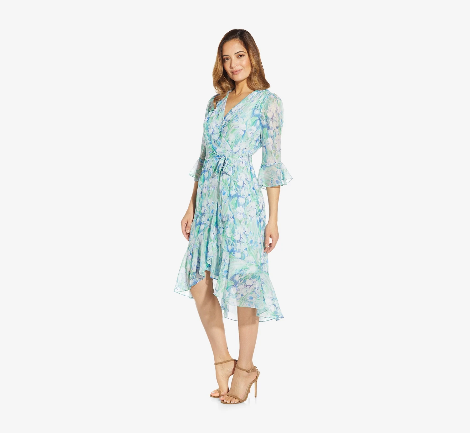 Adrianna Papell Floral-Printed Chiffon Short Dress In Blue Multi 6 Adrianna Papell Floral-Printed Chiffon Short Dress In Blue Multi - Image 6