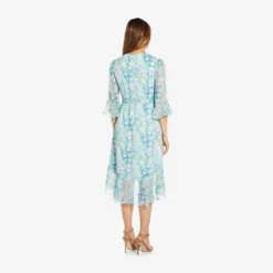 Adrianna Papell Floral-Printed Chiffon Short Dress In Blue Multi 10 Adrianna Papell Floral-Printed Chiffon Short Dress In Blue Multi -Glam Mirth Sales AP1D104650 AA461 Regular Back