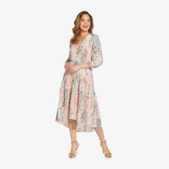 Adrianna Papell Floral-Print Chiffon Short Dress In Blush Multi 9 Adrianna Papell Floral-Print Chiffon Short Dress In Blush Multi -Glam Mirth Sales AP1D104655 AM970 Regular Alternate