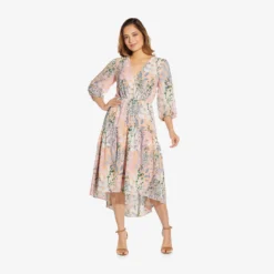 Adrianna Papell Floral-Print Chiffon Short Dress In Blush Multi 11 Adrianna Papell Floral-Print Chiffon Short Dress In Blush Multi -Glam Mirth Sales AP1D104655 AM970 Regular Side