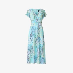 Adrianna Papell Floral-Print Fit-And-Flare Midi-Length Chiffon Dress In Light Blue Multi 9 Adrianna Papell Floral-Print Fit-And-Flare Midi-Length Chiffon Dress In Light Blue Multi -Glam Mirth Sales AP1D104656 AB481 Regular Flat