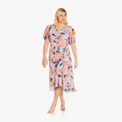 Adrianna Papell Plus Size Floral-Printed Clip Dot Chiffon Midi-Length Cocktail Dress In Opal Coral Multi 12 Adrianna Papell Plus Size Floral-Printed Clip Dot Chiffon Midi-Length Cocktail Dress In Opal Coral Multi -Glam Mirth Sales AP1D104709 AG498 Plus Alternate