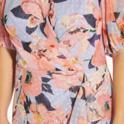 Adrianna Papell Plus Size Floral-Printed Clip Dot Chiffon Midi-Length Cocktail Dress In Opal Coral Multi 10 Adrianna Papell Plus Size Floral-Printed Clip Dot Chiffon Midi-Length Cocktail Dress In Opal Coral Multi -Glam Mirth Sales AP1D104709 AG498 Plus Detail