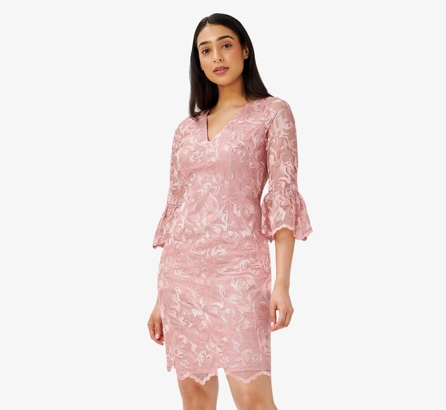 Adrianna Papell Floral Embroidered Short Sheath Cocktail Dress In Rose 1 Adrianna Papell Floral Embroidered Short Sheath Cocktail Dress In Rose