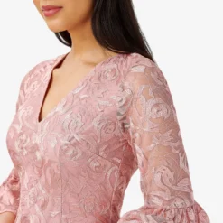Adrianna Papell Floral Embroidered Short Sheath Cocktail Dress In Rose 7 Adrianna Papell Floral Embroidered Short Sheath Cocktail Dress In Rose -Glam Mirth Sales AP1D104711 AF694 Regular Detail
