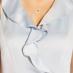 Adrianna Papell Satin Crepe Midi-Length Ruffled Faux Wrap Dress In Opal 11 Adrianna Papell Satin Crepe Midi-Length Ruffled Faux Wrap Dress In Opal -Glam Mirth Sales AP1D104720 AI498 Regular Detail