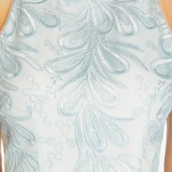 Adrianna Papell Embroidered Illusion Midi-Length Fit-And-Flare Dress In Opal -Glam Mirth Sales AP1D104723 AI498 Regular Detail