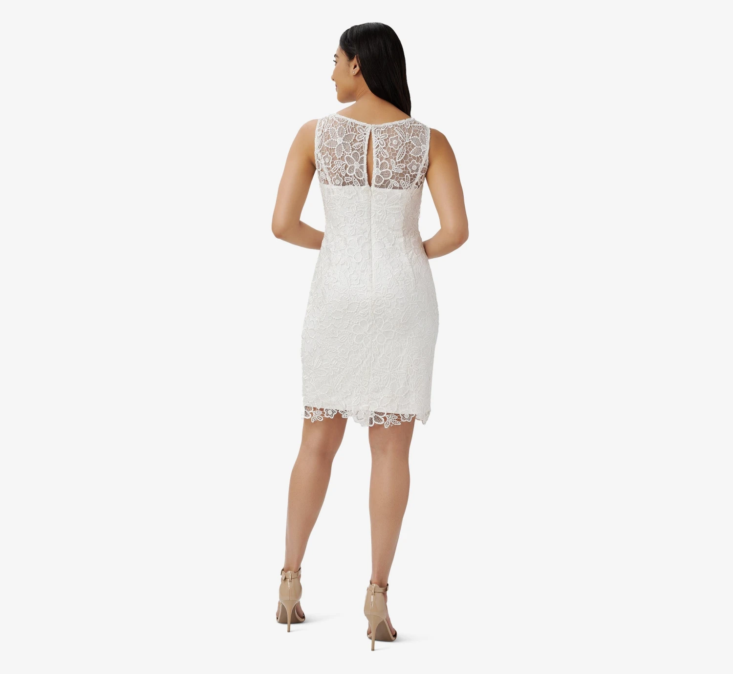 Adrianna Papell Guipure Lace Short Sheath Dress In Ivory 2 Adrianna Papell Guipure Lace Short Sheath Dress In Ivory - Image 2