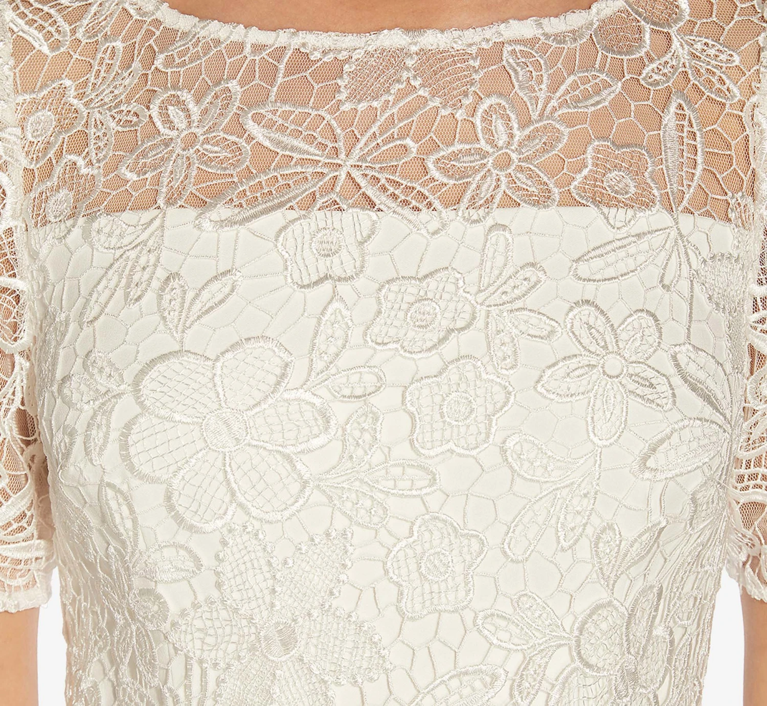 Adrianna Papell Guipure Lace And Crepe Wide-Leg Jumpsuit In Ivory 5 Adrianna Papell Guipure Lace And Crepe Wide-Leg Jumpsuit In Ivory - Image 5