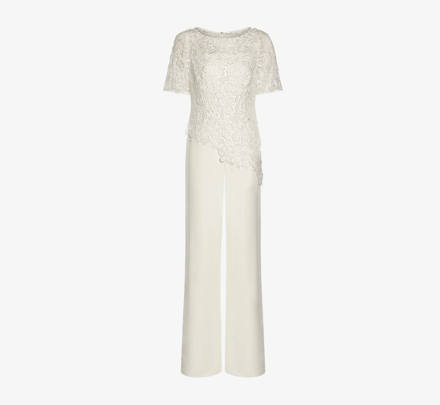 Adrianna Papell Guipure Lace And Crepe Wide-Leg Jumpsuit In Ivory 4 Adrianna Papell Guipure Lace And Crepe Wide-Leg Jumpsuit In Ivory - Image 4
