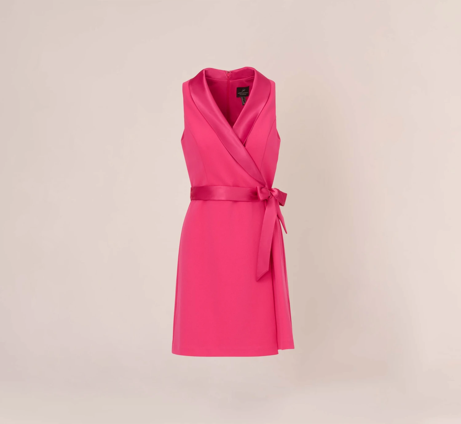 Adrianna Papell Plus Size Crepe Tuxedo Short Faux Wrap Dress In Cabaret Pink 8 Adrianna Papell Plus Size Crepe Tuxedo Short Faux Wrap Dress In Cabaret Pink - Image 8