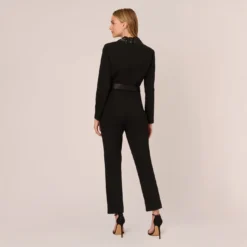 Adrianna Papell Hand-Sequined Crepe Tuxedo Jumpsuit In Black 9 Adrianna Papell Hand-Sequined Crepe Tuxedo Jumpsuit In Black -Glam Mirth Sales AP1D104860 AA002 Regular Back ff02f78e b92e 4015 959f fb1a8370f11c