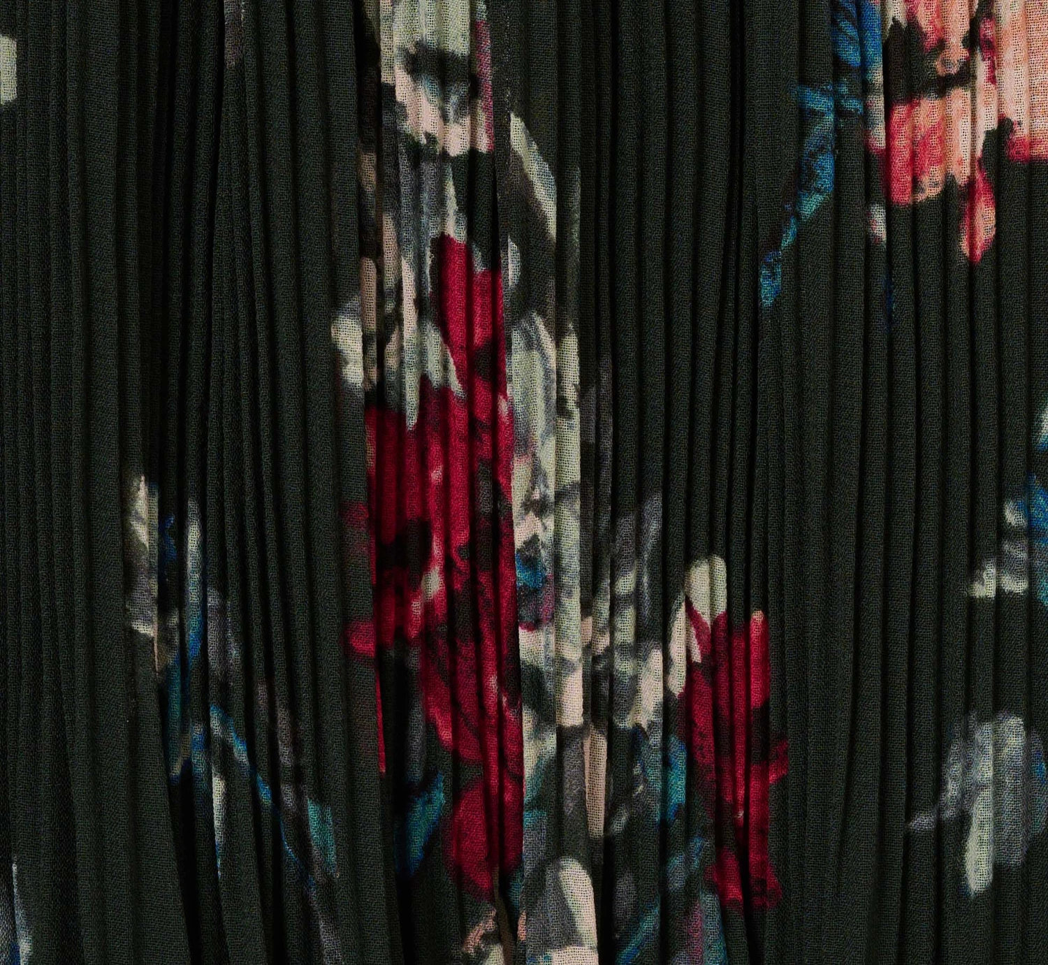 Adrianna Papell Floral Pleated Chiffon Dress With Mock Neckline In Hunter Multi 5 Adrianna Papell Floral Pleated Chiffon Dress With Mock Neckline In Hunter Multi - Image 5