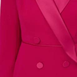 Adrianna Papell Crepe Tuxedo Sheath Dress With Long Sleeves In Rich Magenta -Glam Mirth Sales AP1D104876 AQ670 Regular Lifestyle