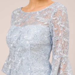 Adrianna Papell Sequined And Guipure Lace Illusion Short Sheath Cocktail Dress In Skyway 10 Adrianna Papell Sequined And Guipure Lace Illusion Short Sheath Cocktail Dress In Skyway -Glam Mirth Sales AP1D104894 AC459 Regular Detail