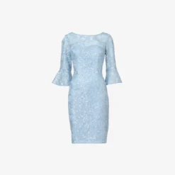 Adrianna Papell Sequined And Guipure Lace Illusion Short Sheath Cocktail Dress In Skyway 13 Adrianna Papell Sequined And Guipure Lace Illusion Short Sheath Cocktail Dress In Skyway -Glam Mirth Sales AP1D104894 AC459 Regular Flat