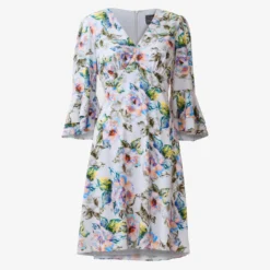 Adrianna Papell Floral-Print Stretch Chiffon Short Fit-And-Flare Dress In Grey Multi 10 Adrianna Papell Floral-Print Stretch Chiffon Short Fit-And-Flare Dress In Grey Multi -Glam Mirth Sales AP1D104902 AF090 Regular Flat