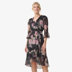 Adrianna Papell Metallic Floral-Print Chiffon Short Wrap Dress In Black Multi 11 Adrianna Papell Metallic Floral-Print Chiffon Short Wrap Dress In Black Multi -Glam Mirth Sales AP1D104917 AA963 Regular Default e204c7e0 3c0b 4c37 bc33 f48e16bbec40