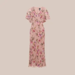 Adrianna Papell Floral-Print Metallic Crinkled Mesh Midi-Length Blouson Dress In Rose Multi 13 Adrianna Papell Floral-Print Metallic Crinkled Mesh Midi-Length Blouson Dress In Rose Multi -Glam Mirth Sales AP1D104919 AE590 Regular Flat