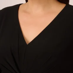 Adrianna Papell Plus Size Long Sleeve Jersey Jumpsuit With Chiffon Details In Black -Glam Mirth Sales AP1D104925 AA002 Plus Lifestyle 1f0a978c 734b 43d4 9e6c 79af972c9d7d