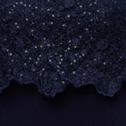 Adrianna Papell Sequined Guipure Lace Popover Stretch Knit Crepe Short Sheath Dress In Navy 12 Adrianna Papell Sequined Guipure Lace Popover Stretch Knit Crepe Short Sheath Dress In Navy -Glam Mirth Sales AP1D104957 AC412 Regular Alternate