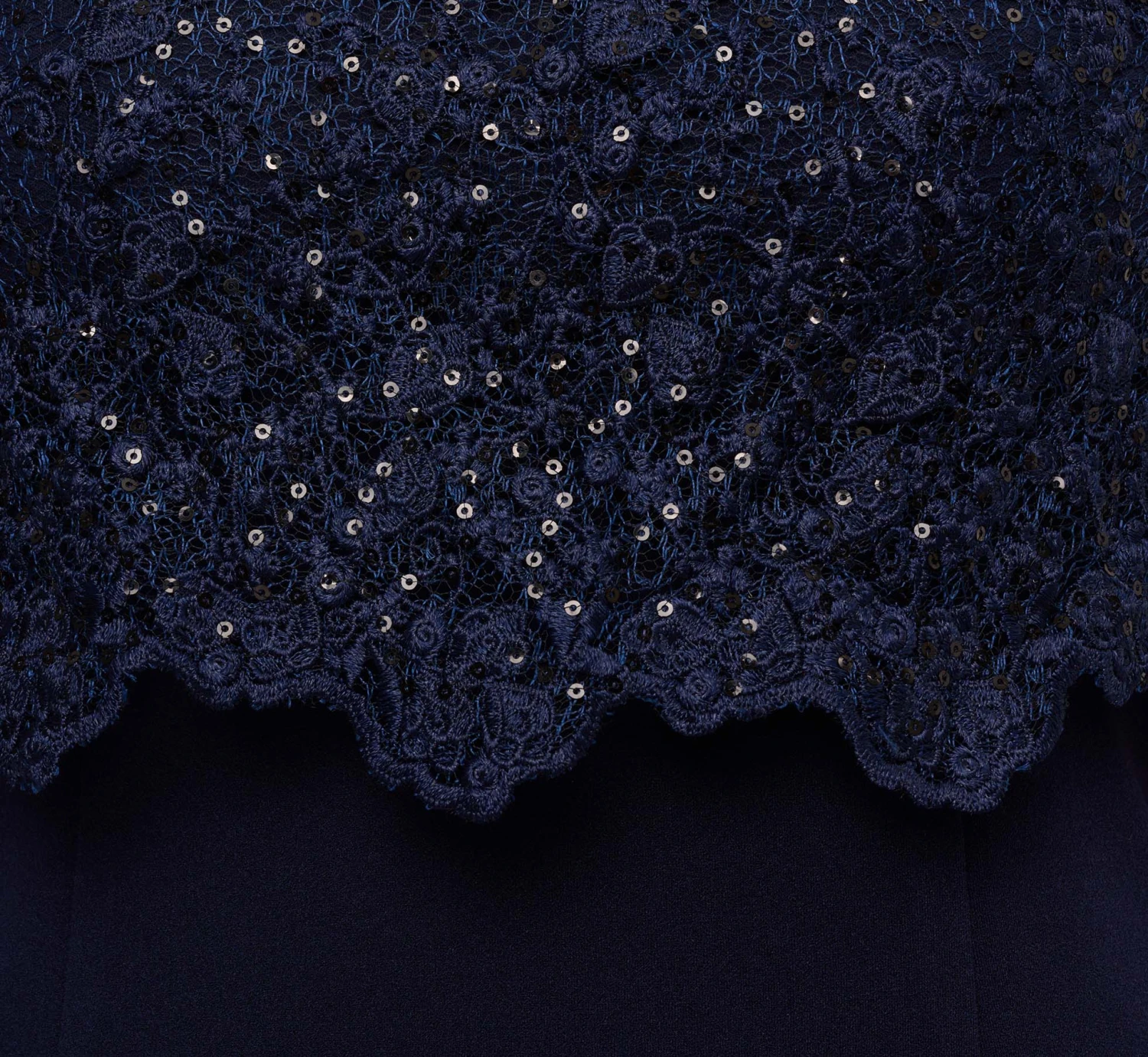 Adrianna Papell Sequined Guipure Lace Popover Stretch Knit Crepe Short Sheath Dress In Navy 5 Adrianna Papell Sequined Guipure Lace Popover Stretch Knit Crepe Short Sheath Dress In Navy - Image 5