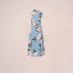 Adrianna Papell Floral Print Crepe De Chine Midi-Length Dress In Blue Multi 13 Adrianna Papell Floral Print Crepe De Chine Midi-Length Dress In Blue Multi -Glam Mirth Sales AP1D104960 AA461 Regular Flat