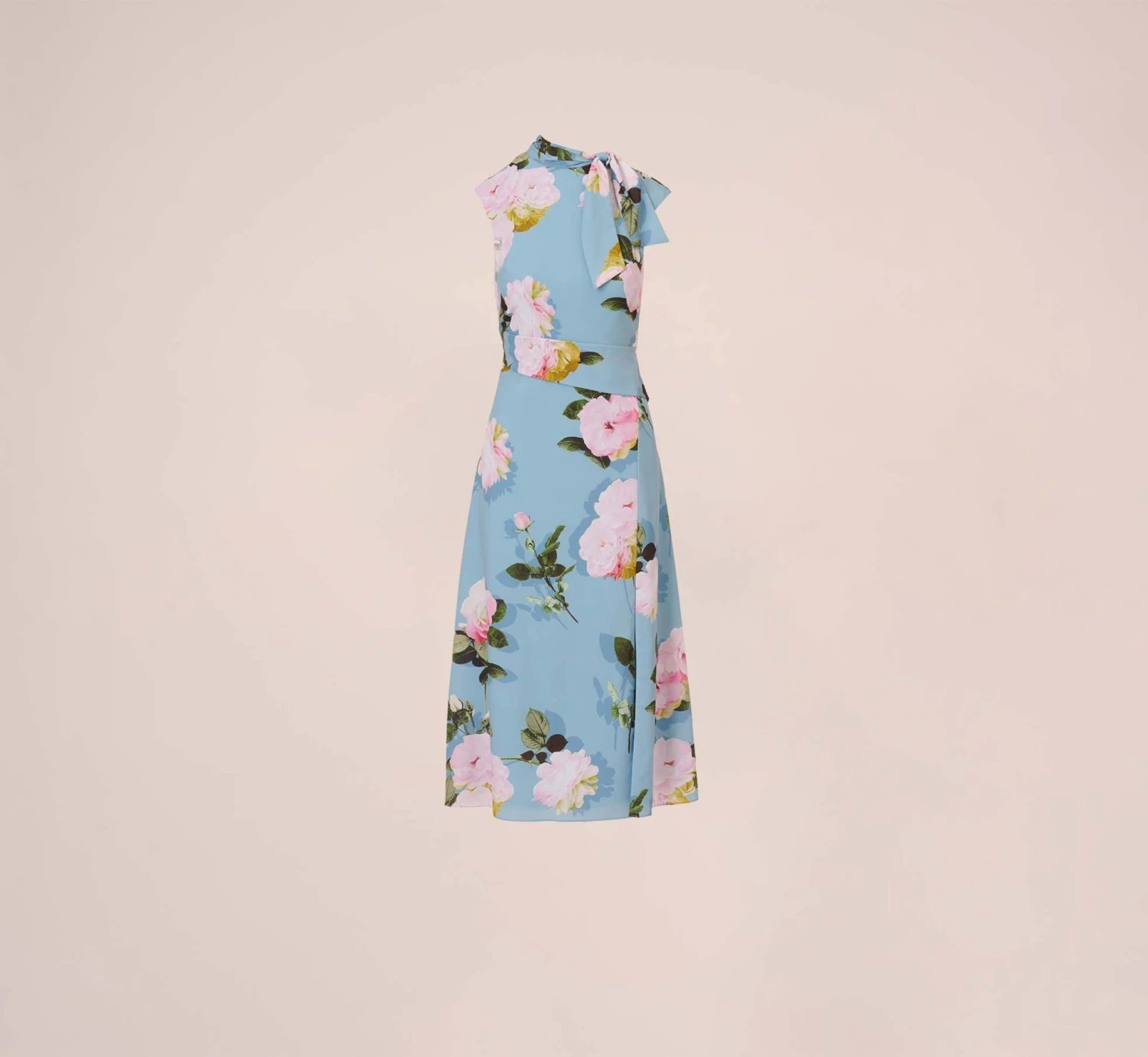 Adrianna Papell Floral Print Crepe De Chine Midi-Length Dress In Blue Multi 7 Adrianna Papell Floral Print Crepe De Chine Midi-Length Dress In Blue Multi - Image 7