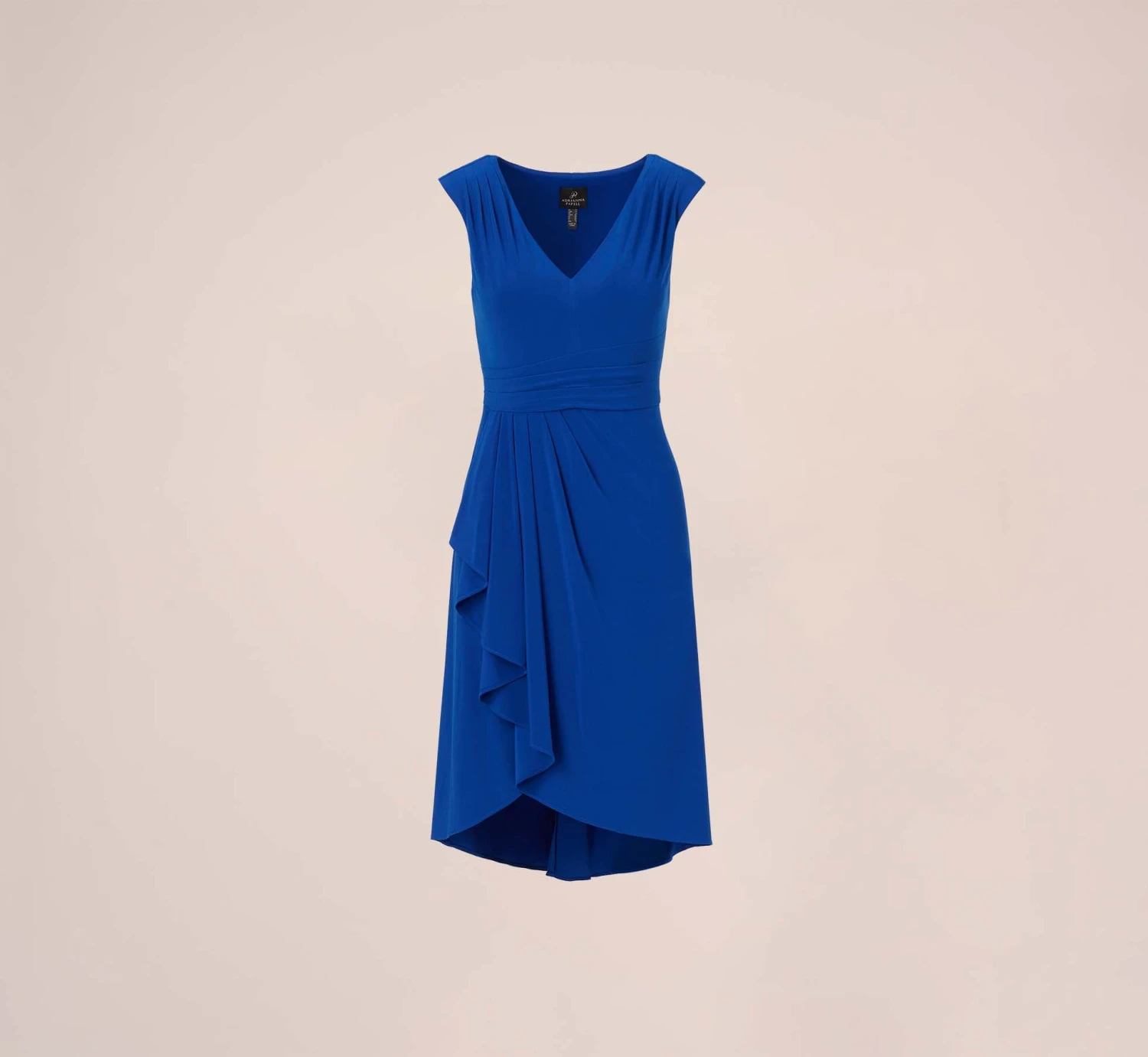 Adrianna Papell Stretch Matte Jersey Draped Asymmetrical Short Dress In Rich Royal 7 Adrianna Papell Stretch Matte Jersey Draped Asymmetrical Short Dress In Rich Royal - Image 7