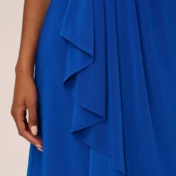 Adrianna Papell Stretch Matte Jersey Draped Asymmetrical Short Dress In Rich Royal 10 Adrianna Papell Stretch Matte Jersey Draped Asymmetrical Short Dress In Rich Royal -Glam Mirth Sales AP1D104971 AI402 Regular Lifestyle