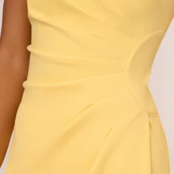 Adrianna Papell Crepe Sheath Dress With Draped Details In Warm Sun -Glam Mirth Sales AP1D104973 AC746 Regular Lifestyle