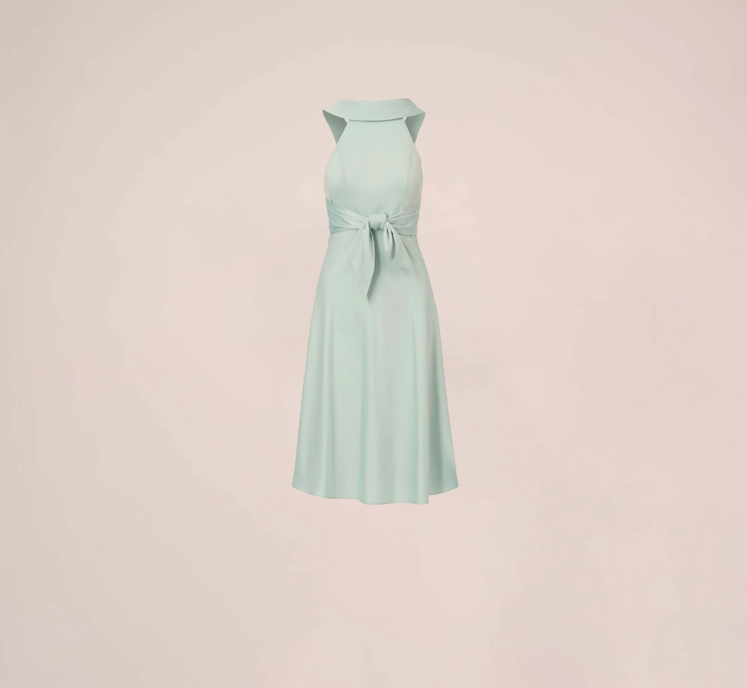 Adrianna Papell Satin Crepe Midi-Length Fit-And-Flare Halter Dress In Mint Smoke 7 Adrianna Papell Satin Crepe Midi-Length Fit-And-Flare Halter Dress In Mint Smoke - Image 7
