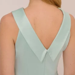 Adrianna Papell Satin Crepe Midi-Length Fit-And-Flare Halter Dress In Mint Smoke 11 Adrianna Papell Satin Crepe Midi-Length Fit-And-Flare Halter Dress In Mint Smoke -Glam Mirth Sales AP1D104976 AH484 Regular Lifestyle