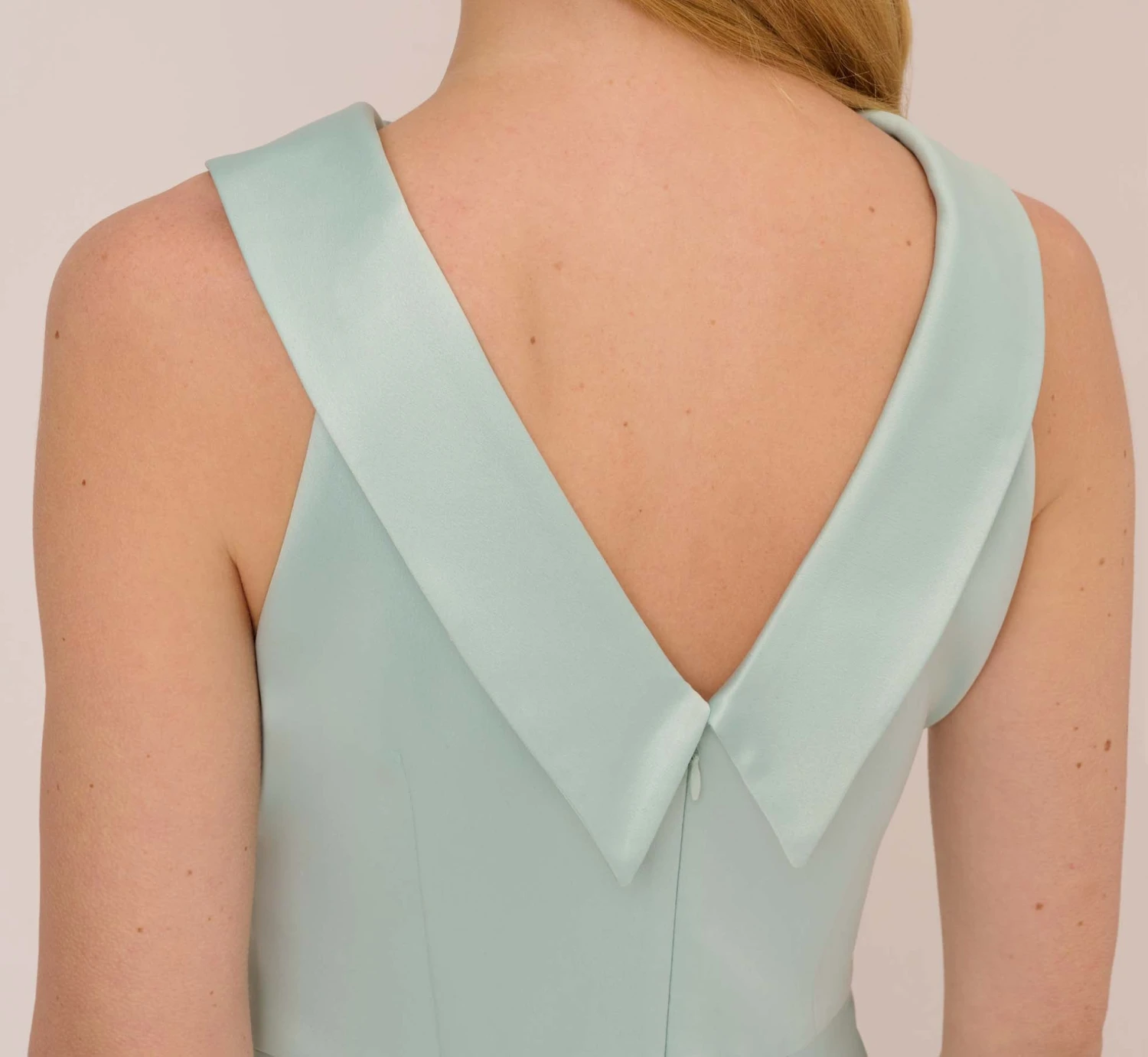 Adrianna Papell Satin Crepe Midi-Length Fit-And-Flare Halter Dress In Mint Smoke 5 Adrianna Papell Satin Crepe Midi-Length Fit-And-Flare Halter Dress In Mint Smoke - Image 5