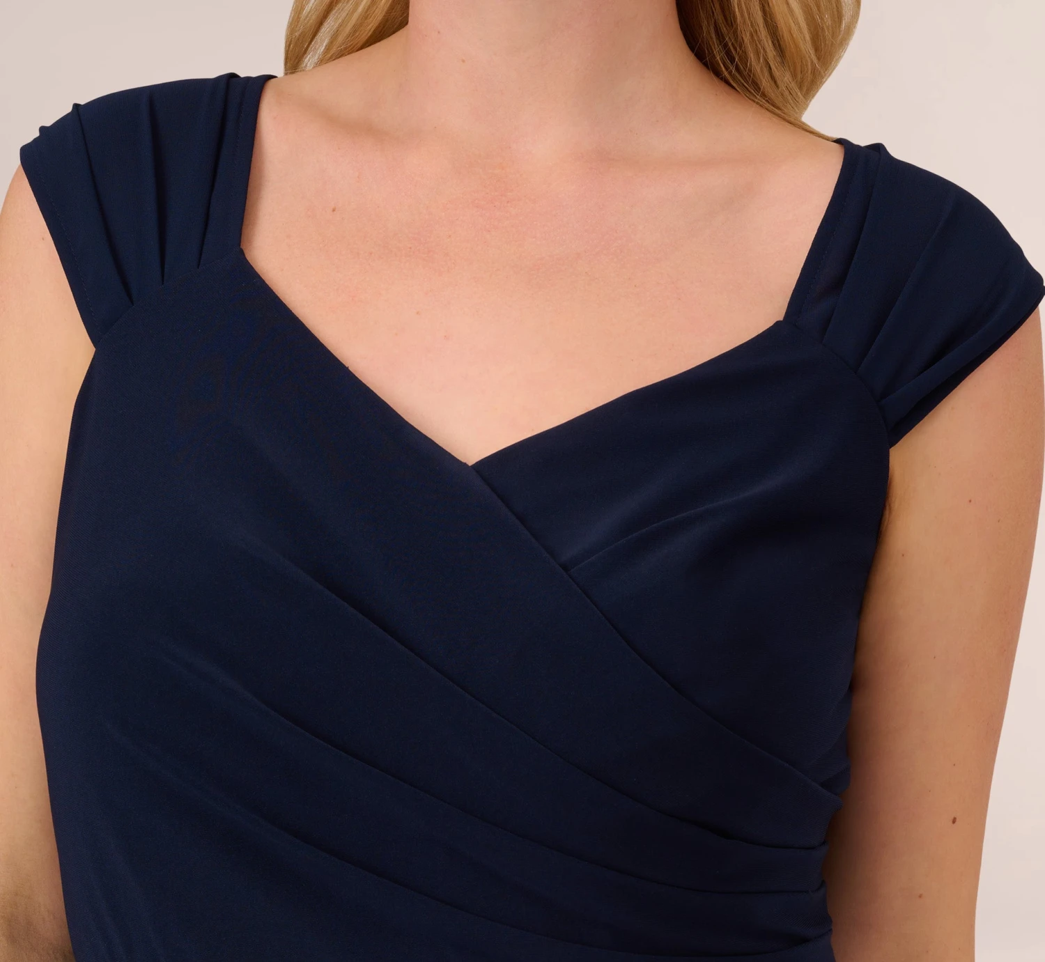 Adrianna Papell Plus Size Chiffon And Jersey Flounce Draped Dress With Pleated Details In Midnight 5 Adrianna Papell Plus Size Chiffon And Jersey Flounce Draped Dress With Pleated Details In Midnight - Image 5