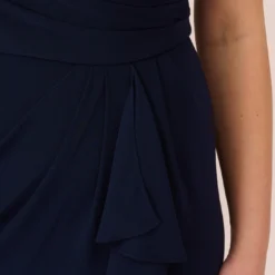 Adrianna Papell Plus Size Chiffon And Jersey Flounce Draped Dress With Pleated Details In Midnight 13 Adrianna Papell Plus Size Chiffon And Jersey Flounce Draped Dress With Pleated Details In Midnight -Glam Mirth Sales AP1D104977 AB411 Plus Lifestyle