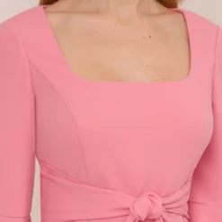 Adrianna Papell Stretch Knit Crepe Tie-Front Midi-Length Sheath Dress In Faded Rose 12 Adrianna Papell Stretch Knit Crepe Tie-Front Midi-Length Sheath Dress In Faded Rose -Glam Mirth Sales AP1D104978 AK660 Regular Detail