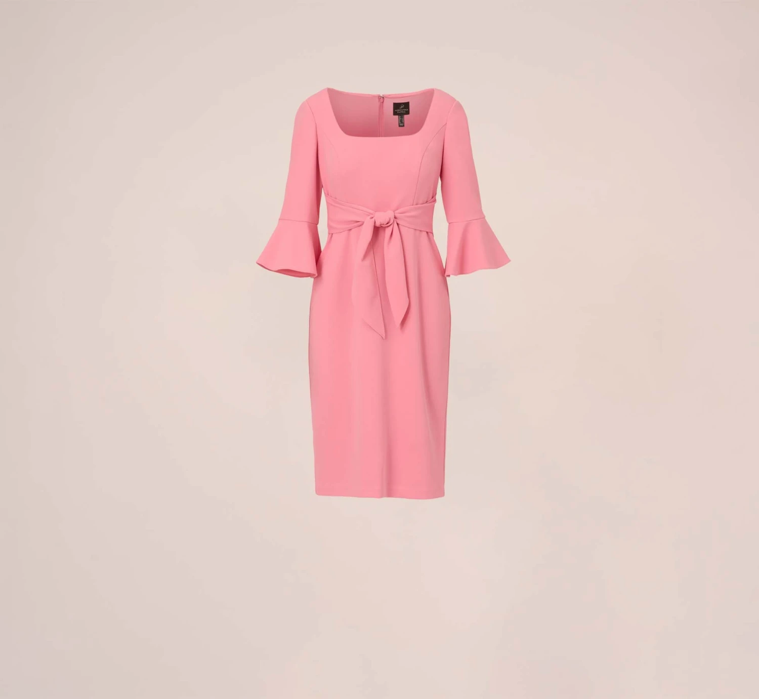 Adrianna Papell Stretch Knit Crepe Tie-Front Midi-Length Sheath Dress In Faded Rose 7 Adrianna Papell Stretch Knit Crepe Tie-Front Midi-Length Sheath Dress In Faded Rose - Image 7