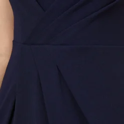 Adrianna Papell Stretch Knit Crepe Draped Illusion Short Faux Wrap Dress In Midnight 9 Adrianna Papell Stretch Knit Crepe Draped Illusion Short Faux Wrap Dress In Midnight -Glam Mirth Sales AP1D104979 AB411 Regular Detail